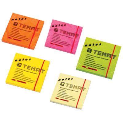 Temat Yapışkanlı Not Kağıdı 75x75 MM Fosforlu Sarı 11515