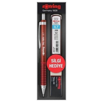 Rotring Okul Seti Tikky Retro 0.7+Min Silgi Hediyeli Kırmızı